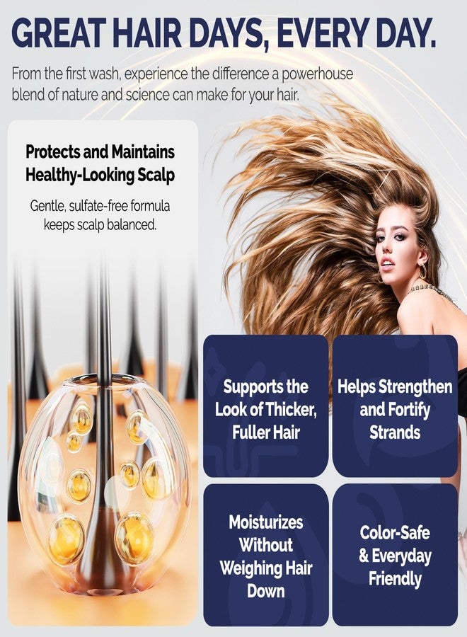 Shiny Leaf شامبو وبلسم مضاد لتساقط الشعر - تركيبة كثافة خالية من الكبريتات مع البيوتين والكافيين ونخيل الساوا للنساء والرجال، آمن للألوان المعالجة وجميع أنواع الشعر، 16 أونصة سائلة لكل منهما - Image 3