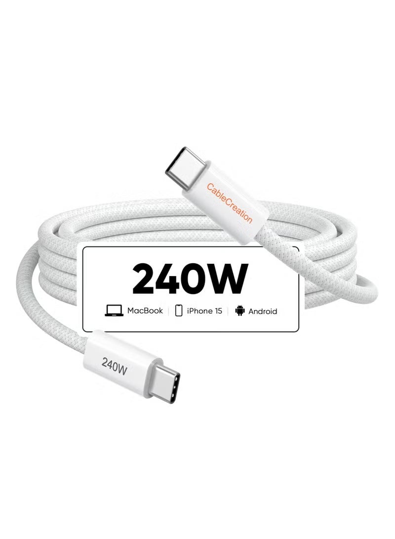 كابل كرييشن كابل USB C بقوة 240 واط، كابل شحن سريع PD بطول 1 متر، من النوع C إلى النوع C، تيار عالي، قالب من قطعة واحدة ومتين، مناسب لأجهزة الكمبيوتر المحمولة والهواتف المحمولة والأجهزة اللوحية وما إلى ذلك. - Image 1