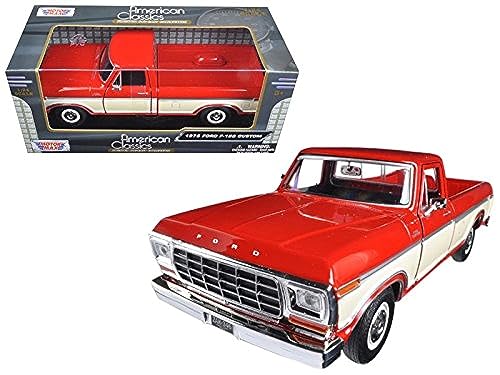Motormax 1979 Ford F150 Pickup Truck 2 Tone RedCream 124 Model Car 79346 - Image 1
