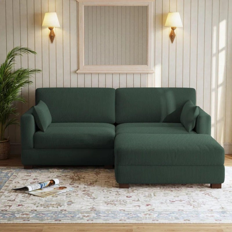 Comfynest 3-Piece Corduroy Sectional Sofa in Hunter Green - Image 5