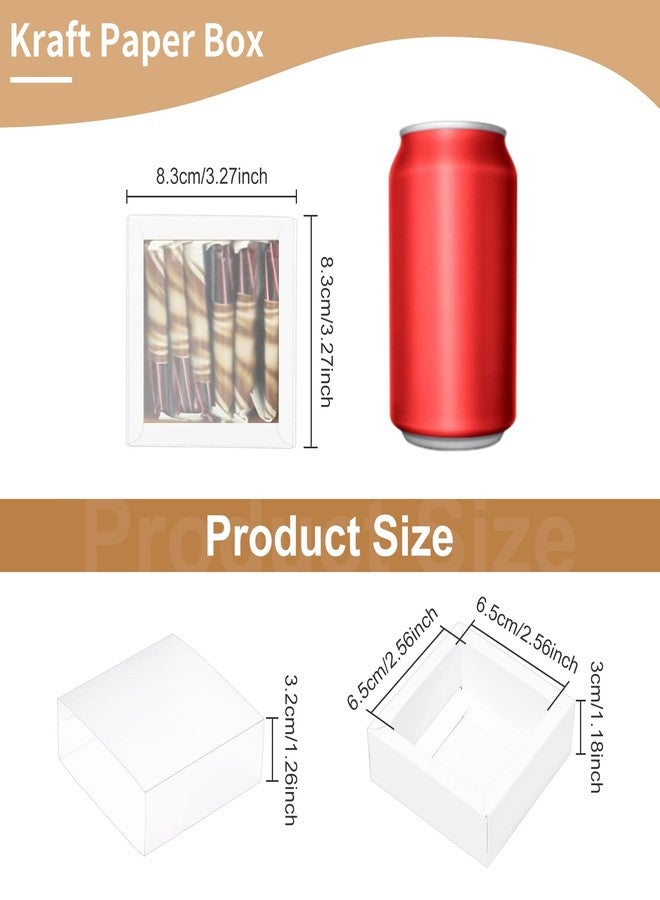 BENECREAT 16 Packs 3.3x3.3x1.3inch Clear Frosted PVC Cover Drawer Boxes, Square White Kraft Present Packaging Boxes for Party Favor Treats, Bakery, and Jewelry Packaging - Image 2