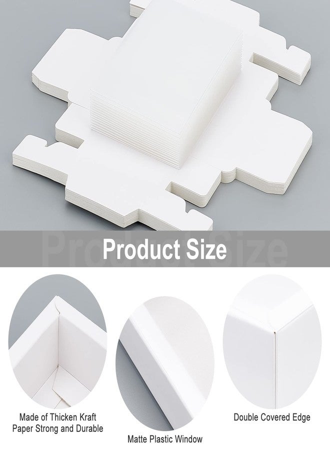 BENECREAT 16 Packs 3.3x3.3x1.3inch Clear Frosted PVC Cover Drawer Boxes, Square White Kraft Present Packaging Boxes for Party Favor Treats, Bakery, and Jewelry Packaging - Image 4