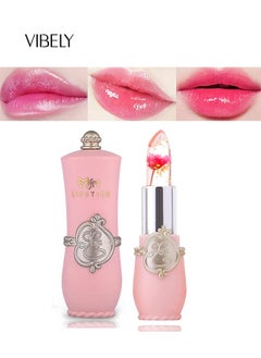 Vibely Gold Foil Flower Color Changing Lipstick, Flower Jelly Lipstick, Magic Color Changing Lipstick, PH Clear Temperature Color Changing Lip Gloss, Lip Balm, Long Lasting Nourishing Moisturizing Lip Stick  - Image 1
