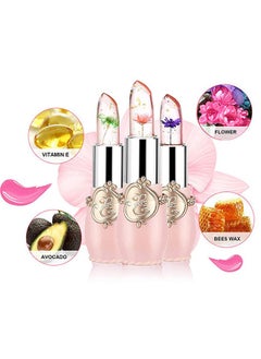 Vibely Gold Foil Flower Color Changing Lipstick, Flower Jelly Lipstick, Magic Color Changing Lipstick, PH Clear Temperature Color Changing Lip Gloss, Lip Balm, Long Lasting Nourishing Moisturizing Lip Stick  - Image 3