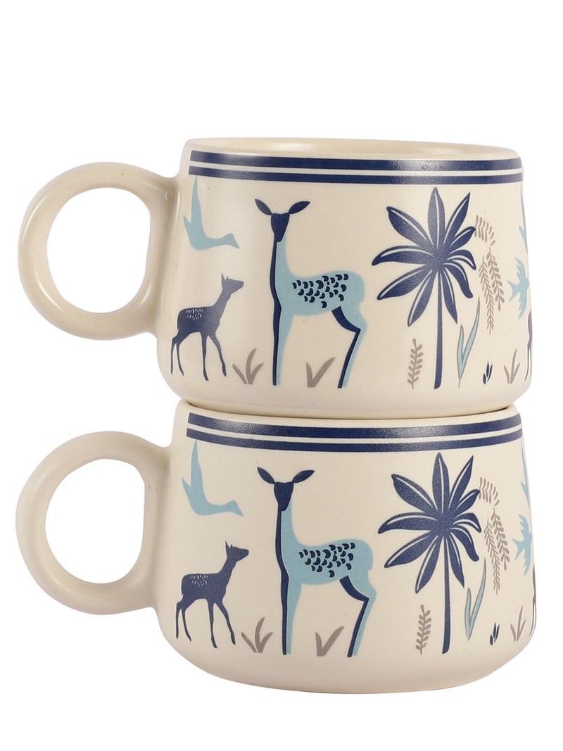 miah decor Ceramic Matte Printed Tea Coffee Mug Set of 6 Studio Pottery Drinkware Microwave Safe Stoneware Cups for Home & Restaurant - (Size HxW:-2X3.5 inches;Volume:- 190 ml) - Image 3