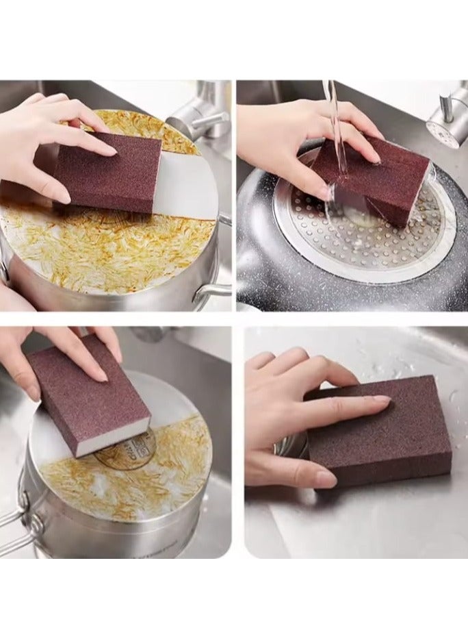 عبوة من 5 قطع من إسفنجات إزالة الترسبات الكلسية - إسفنجة تنظيف سحرية للأواني والمقالي وأدوات المطبخ - مزيل قوي للدهون والبقع - Image 2