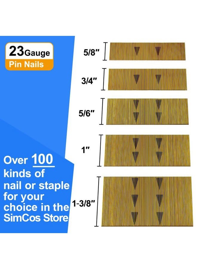 SimCos 23 Gauge Pinner Nails (5/8",3/4",5/6",1",1-3/8") Assorted 5 Sizes' Headless Pin Nails for 23 GA Pneumatic or Electric Pinner or pin Gun,Project Pack (5000) - Image 2