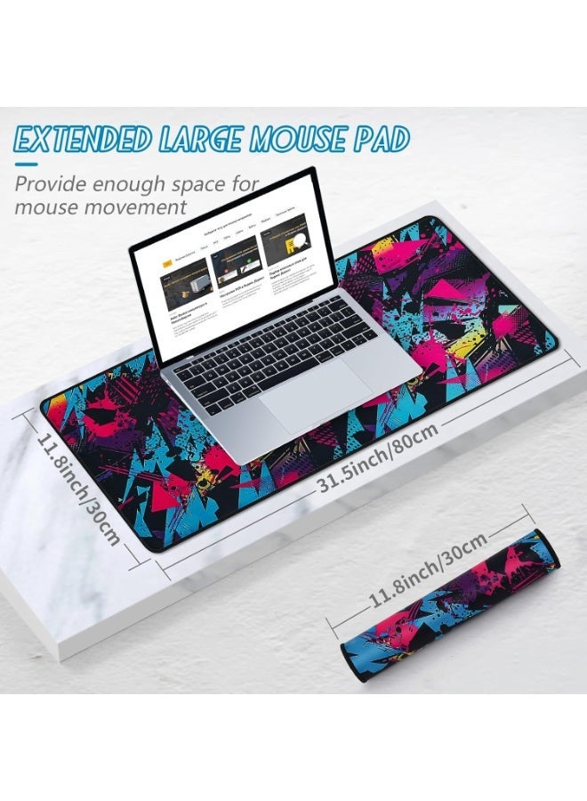 BIGTHREE Large Mouse Pad Mat, 80 x 30cm Extended Gaming Mouse Pad, Non Slip Waterproof Mouse Table Mat, Desk Mat with Stitched Edges, for Gaming Office Laptop Computer and Home (Style 4) - Image 4