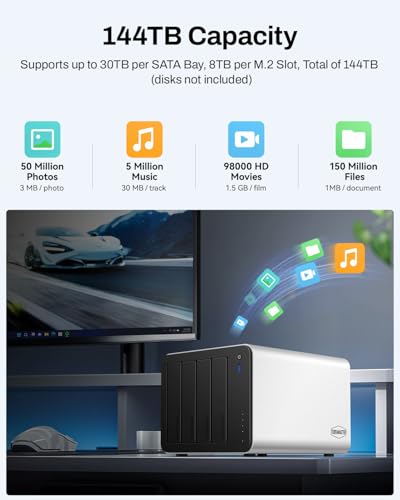 TERRAMASTER F4-425 Plus NAS Storage - 4Bay Intel N150 Quad-Core CPU, 16GB RAM DDR5, 5GbE LAN x 2, M.2 Slot x 3, Network Attached Storage for Teamwork, Multimedia Server (Diskless) - Image 5