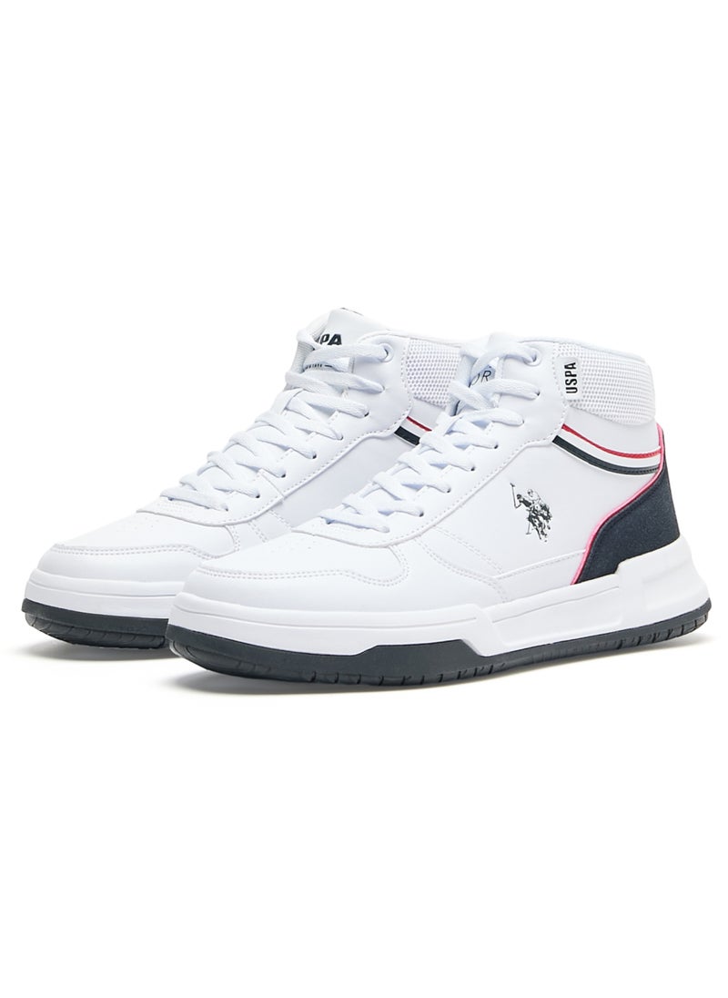 U.S. Polo Assn. Women's Lightweight White High-Top Sneakers - Sporty Design with Black and Red Accents, Comfortable Ankle Support for Everyday Casual Wear  - Image 3