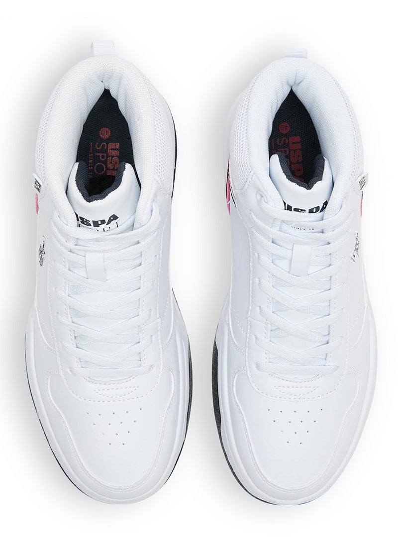 U.S. Polo Assn. Women's Lightweight White High-Top Sneakers - Sporty Design with Black and Red Accents, Comfortable Ankle Support for Everyday Casual Wear  - Image 5