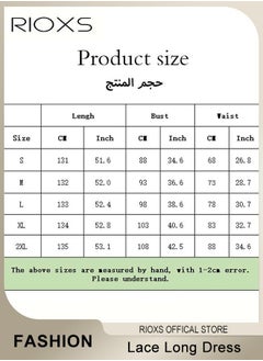 RIOXS Women's Elegant Lace Long Dress 3/4 Sleeve Chiffon Party Wedding Maxi Dress Ladies Black Lace Slim Evening Cocktail Dresses For Special Occasions  - Image 5