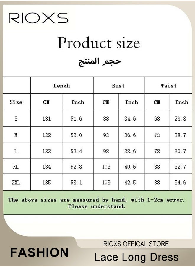 RIOXS - Women's Elegant Lace Long Dress 3/4 Sleeve Chiffon Party Wedding Maxi Dress Ladies Black Lace Slim Evening Cocktail Dresses For Special Occasions - Image 1