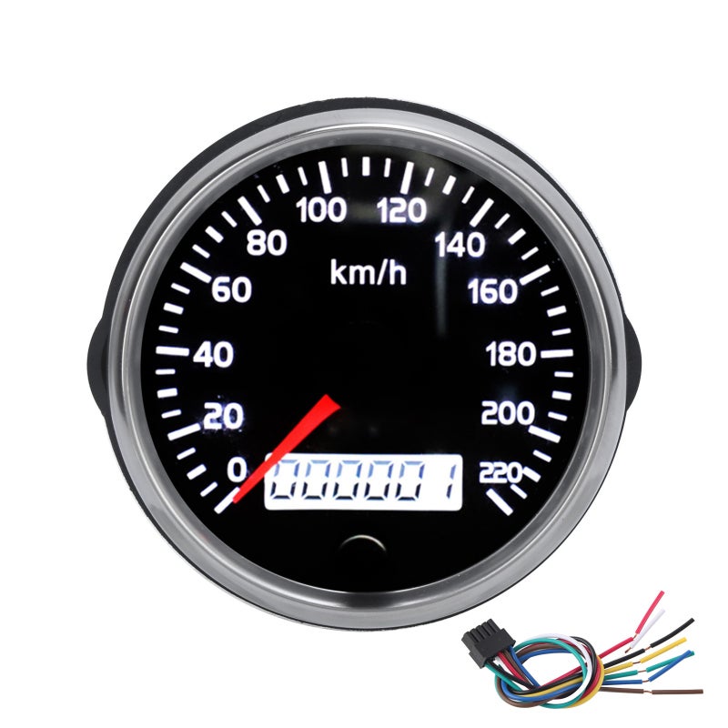 CNSPEED Speed Gauge LCD Stepping Motor Accurate Display Boat Odometer - IP67 Waterproof 316L Stainless Steel Bezel Speedometer for Marine Automotive Engine - Image 1