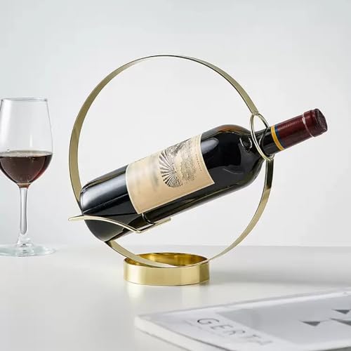GeLive Gold Wine Bottle Holder Single Bottle Display Stand Freestanding Wine Rack Kitchen Table Decor Wine Shelf Countertop Artistic Home Crafts Decoration Coffee Bar Barware Accessory Wine Lover Gift - Image 5