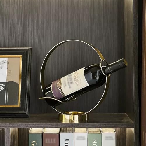 GeLive Gold Wine Bottle Holder Single Bottle Display Stand Freestanding Wine Rack Kitchen Table Decor Wine Shelf Countertop Artistic Home Crafts Decoration Coffee Bar Barware Accessory Wine Lover Gift - Image 2