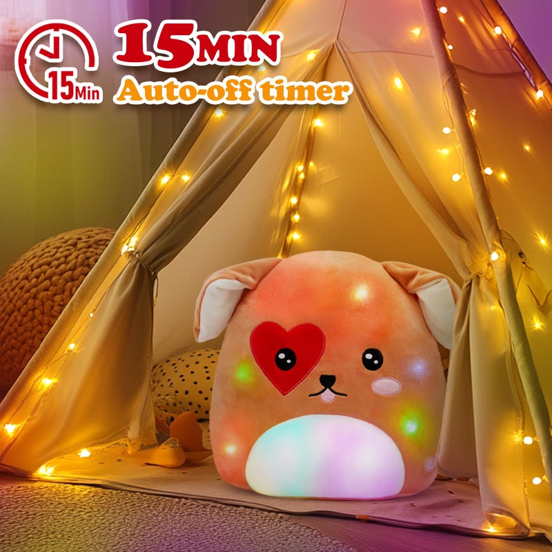CozyWorld Light up Puppy Dog Plush Stuffed Animals with LED Colorful Night Light Glow Squishy Pillow Birthday Valentines Day Gift for Kids Girls Girlfriends 11.5 inch - Image 3