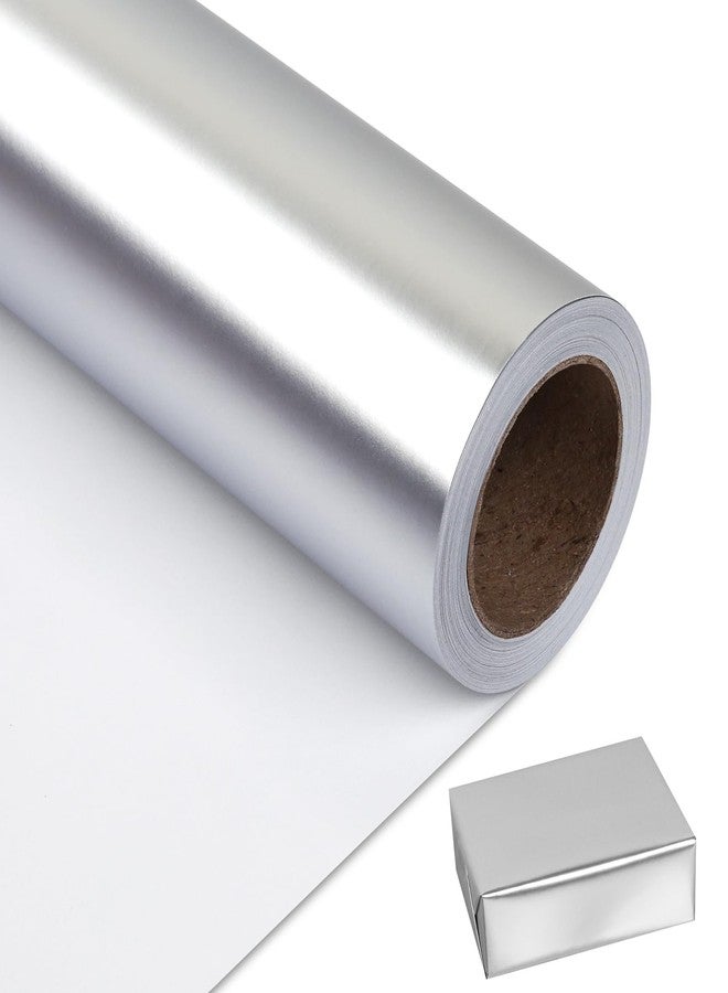 NESCCI Matte Metal Silvery Wrapping Paper, Solid Color Paper,Gift Wrapping Paper,Perfect for Wedding,Valentine's Day,Birthday, Christmas,Baby Shower,DIY Bouquet (17 Inches X 32.8 Feet) - Image 1