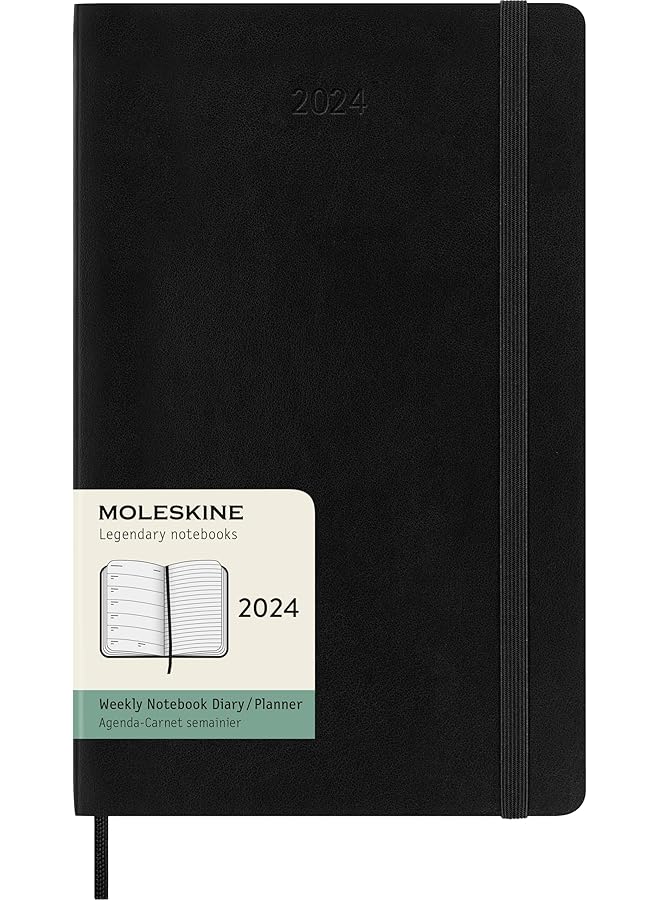 MOLESKINE 2024 Weekly Planner 12M Large Black Soft Cover 5 X 8.25 - Image 1