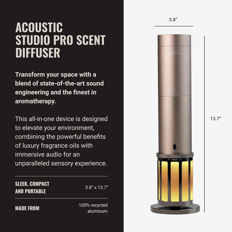 Hotel Collection-Acoustic Studio Pro Scent Diffuser-600 sq ft Coverage-Cold-Air Diffusion Technology Scent Diffuser-Home, Office & Business-Champagne-Works Exclusively with Pro Pod Bottles - Image 3
