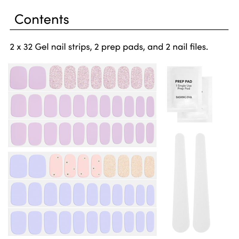 Dashing Diva Gloss Nail Strips Bundle - The Pastel Collection- Fairytale Moment & Down Down Daisy - UV Free, Chip Resistant, Long Lasting Gel Stickers - Contains 2 Sets - Image 4