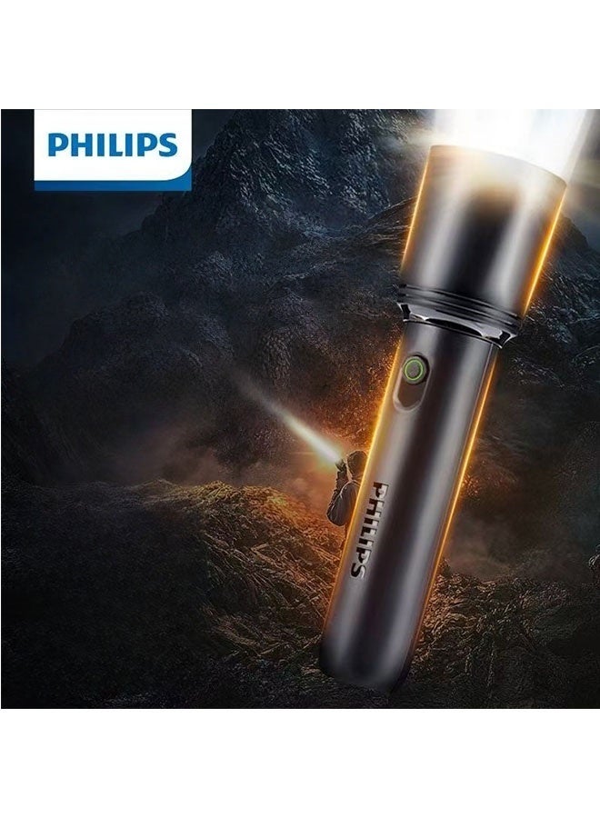 Philips Flashlight with Strong Light, Rechargeable, Ultra-Bright Outdoor Long-Range Light, Portable and Long-Lasting for Home Use - Image 1