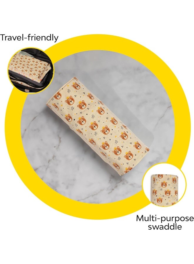 ماي نيو بون بطانية ماي نيوبورن بطبقات - طقم من 1 (طباعة الدب) | كيس نوم صديق للبشرة | المجمع | 0-12 شهرًا | مثالية للهدايا | غلاف قطني ناعم | بطانية متعددة الأغراض للأطفال الأولاد والبنات - Image 5