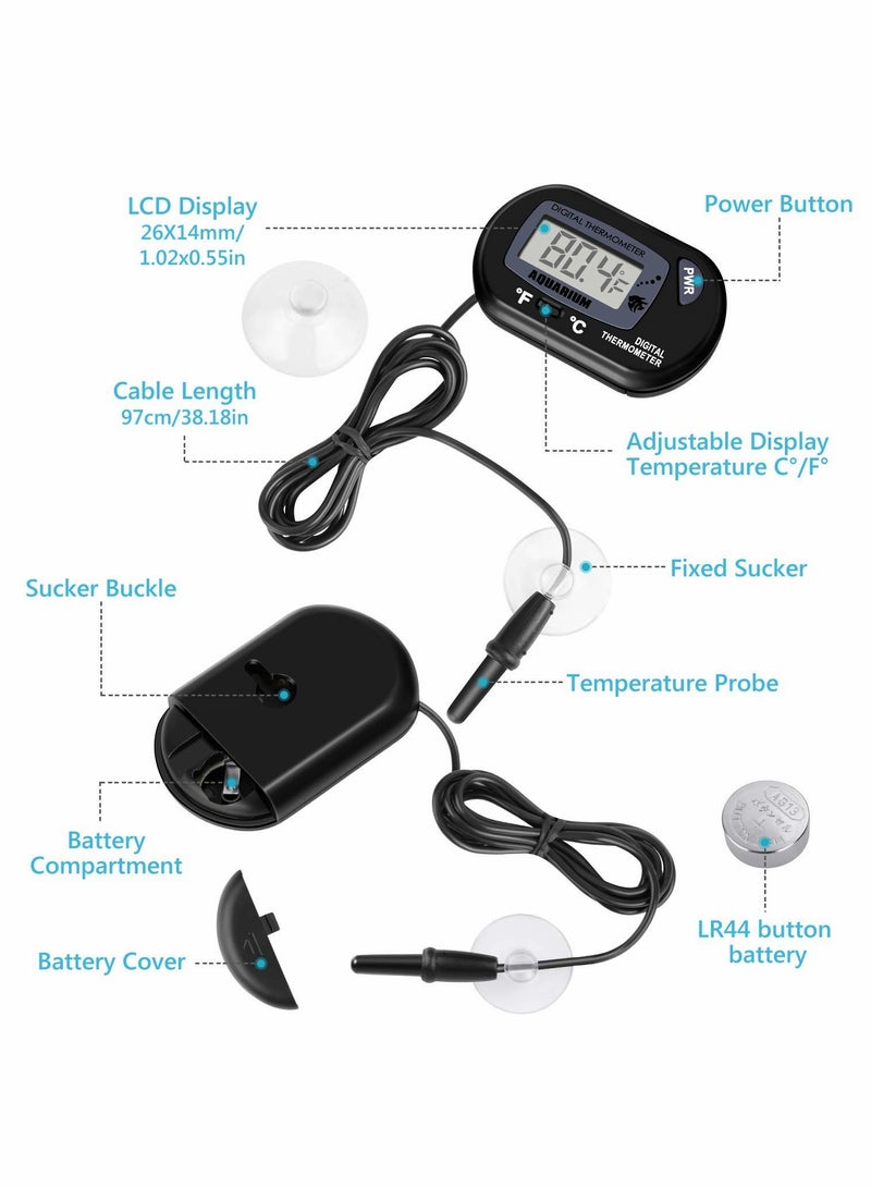 Excefore LCD Digital Aquarium Thermometer with Suction Cup Fish Tank Water Terrarium Temperature for Fish and Reptiles Like Lizard and Turtle - Image 4