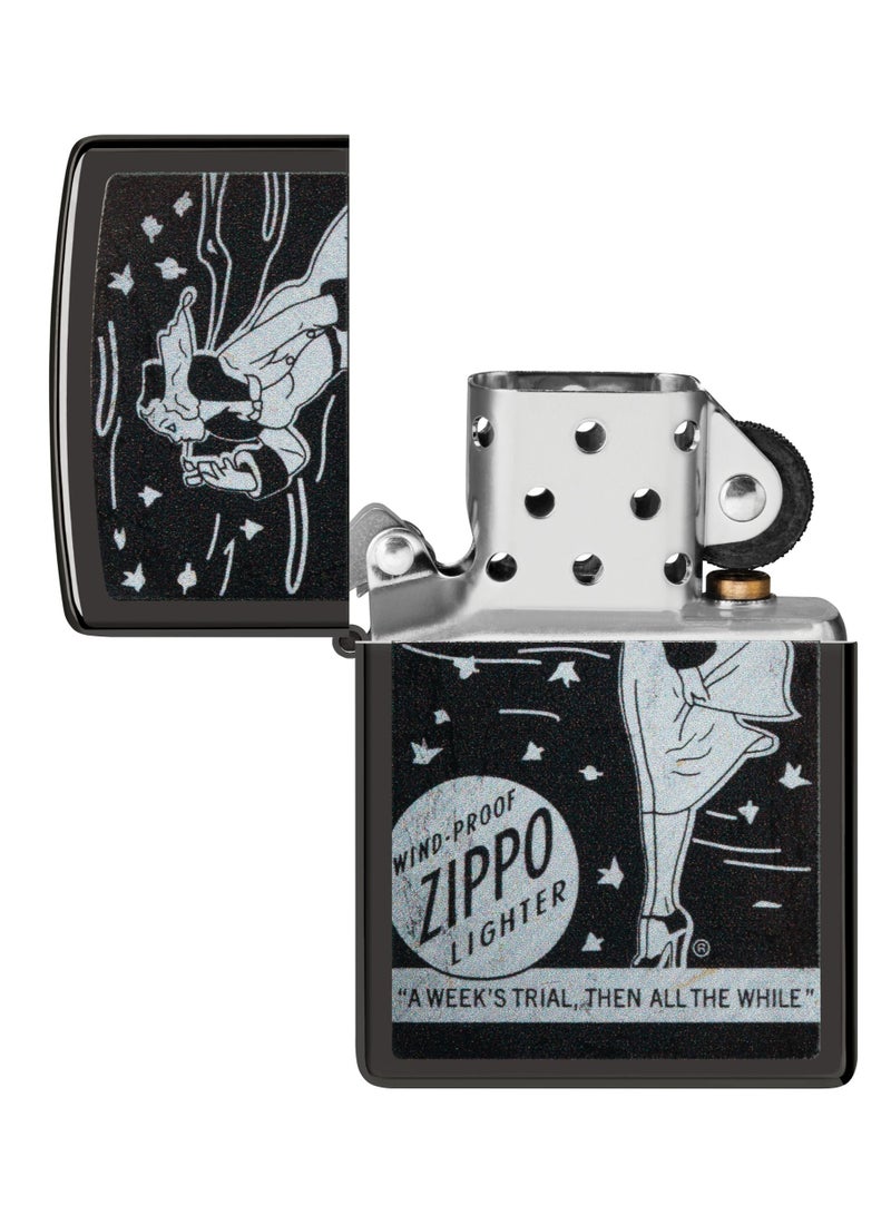 Zippo 48456 24756 ولاعة مقاومة للرياح بتصميم ويندي عالي اللمعان باللون الأسود - Image 4