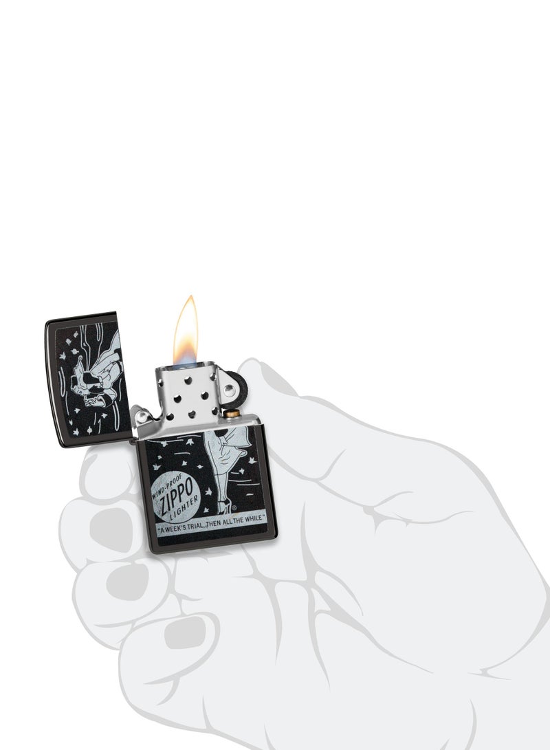 Zippo 48456 24756 ولاعة مقاومة للرياح بتصميم ويندي عالي اللمعان باللون الأسود - Image 5