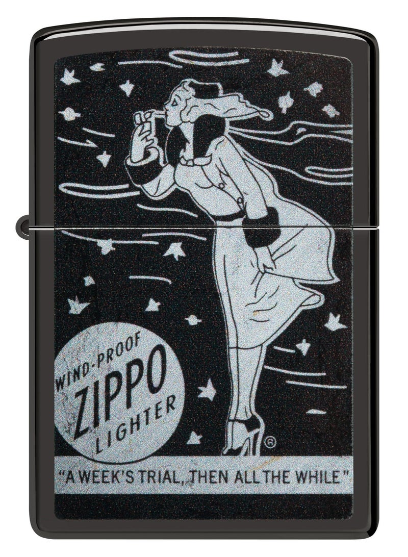 Zippo 48456 24756 ولاعة مقاومة للرياح بتصميم ويندي عالي اللمعان باللون الأسود - Image 2