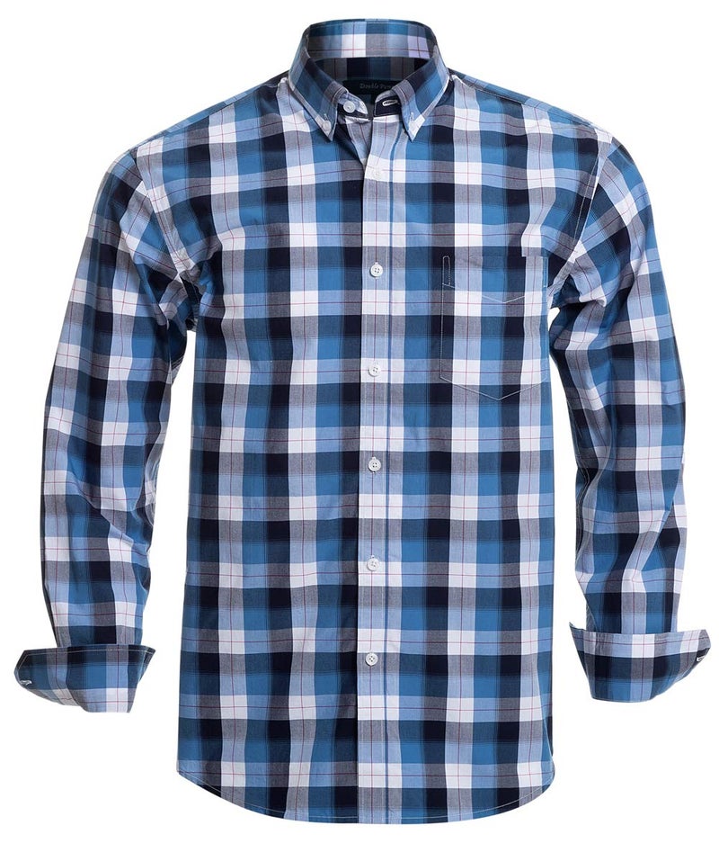 Double Pump Mens Button Down Shirts Cotton Long Sleeve Shirts Regular Fit(RM08LS07,L)