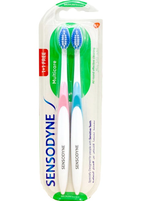 Sensodyne Complete Protection 1+1 ToothBrush for Sensitive Teeth- Medium Multi Color