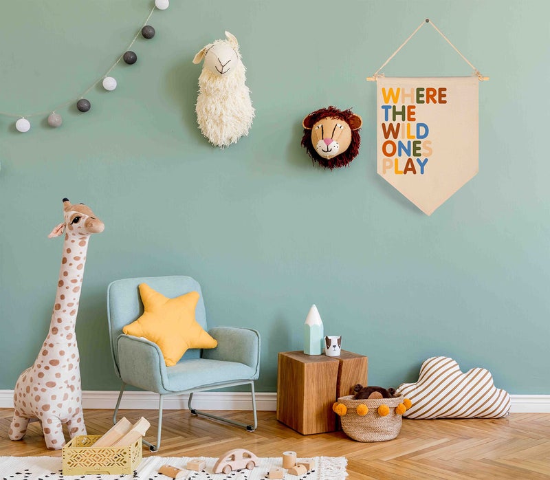 FYSIA Where The Wild Ones Play - Canvas Hanging Pennant Flag Banner Wall Sign Decor Gift For Nursery Baby Kids Girl Boy Teen Bedroom Playroom Front Door- Baby Gift Shower Flay-Birthday Christmas Gift - Image 4