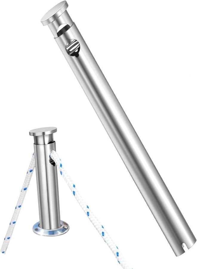 FUCNEN Boat Fender Hanger Pole Insert, 304 Stainless Steel Removable Fender Post for Docking, Quick-Tie Fender Line Holder for Inflatable Fenders, Fits Socket/Rod Holder, Pontoon/Yacht/Center Console, 1 pc - Image 1