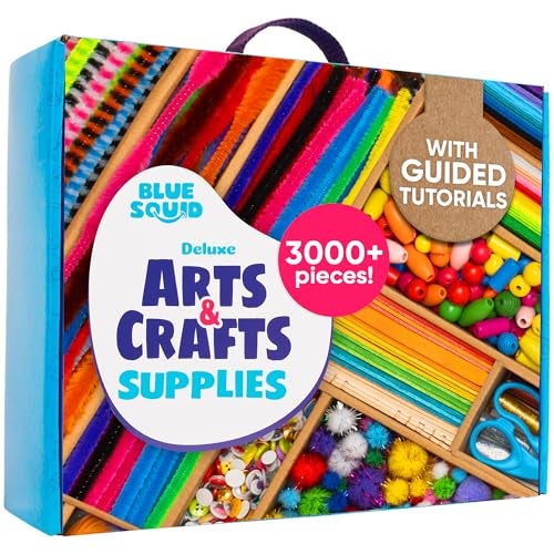 Blue Squid 3000+ pcs Arts and Crafts Supplies for Kids | Craft Kit Box for Kids Age 3-5, 4-8, 6-8, 8-12 | Craft Supplies & Materials Crafts Set Toys Art Box Gifts for Girls Boys Bulk Art Kit - Image 1