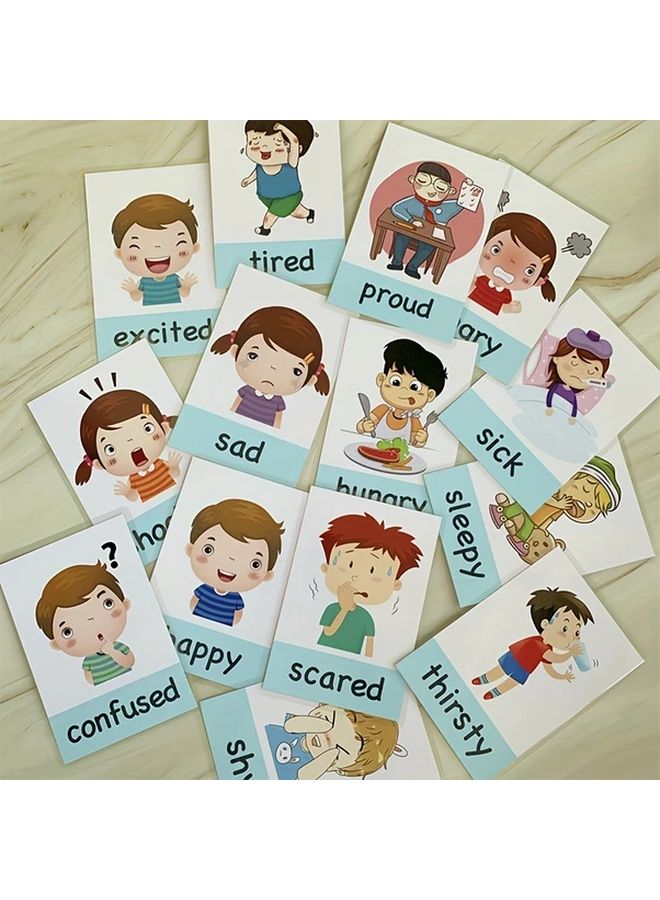 12 Pcs English Flash Cards Random Style For Kids Emotion Learning Educational Toys - Image 4