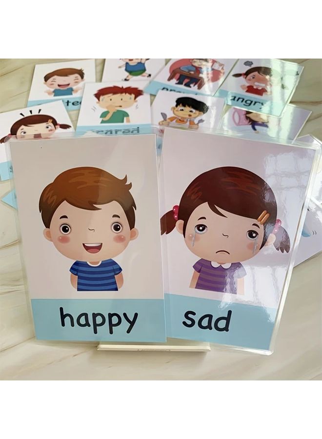 12 Pcs English Flash Cards Random Style For Kids Emotion Learning Educational Toys - Image 3