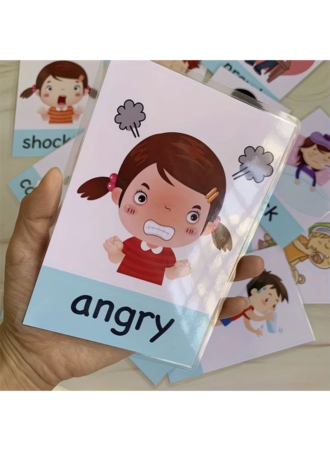 12 Pcs English Flash Cards Random Style For Kids Emotion Learning Educational Toys - Image 1