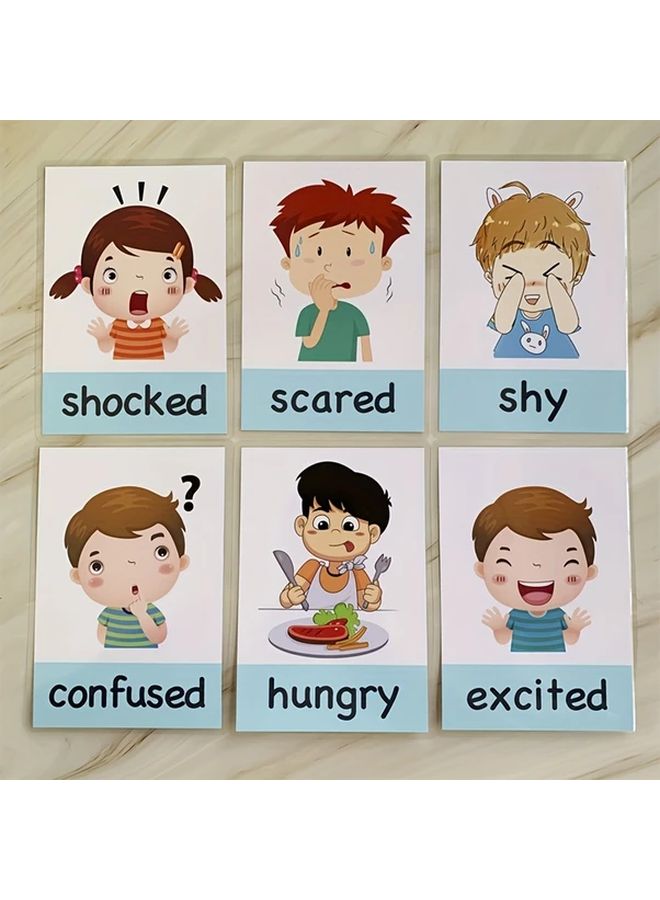 12 Pcs English Flash Cards Random Style For Kids Emotion Learning Educational Toys - Image 2