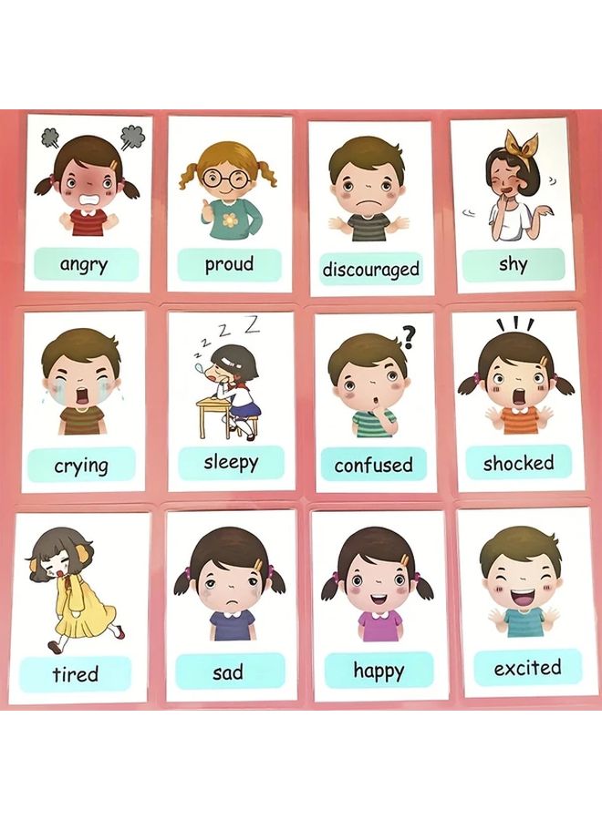 12 Pcs English Flash Cards Random Style For Kids Emotion Learning Educational Toys - Image 5