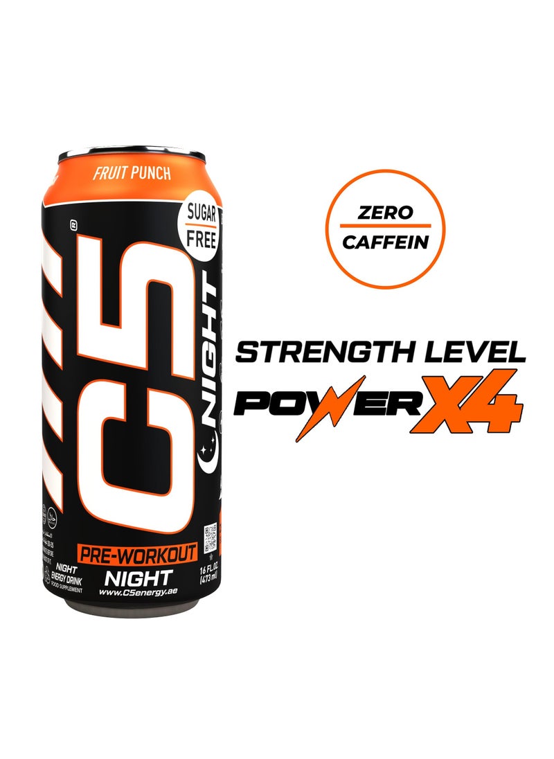 C5 Energy C5 Energy Drink Night Fruit Punch, Pre Workout, Zero Caffeine, Sugar Free, Zero Calories with Beta Alanine, L-Arginine 16fl.OZ, 473ml Caffeine Free Preworkout Pack of 12  - Image 2