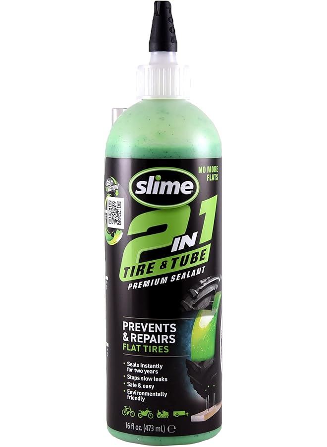 Slime 10193 Tire And Tube Sealant Puncture Repair Sealant, 2-In-1, Premium, Prevent And Repair, Suitable For Non-Highway Tires And Tubes, Non-Toxic, Eco-Friendly, 16Oz Bottle - Image 1