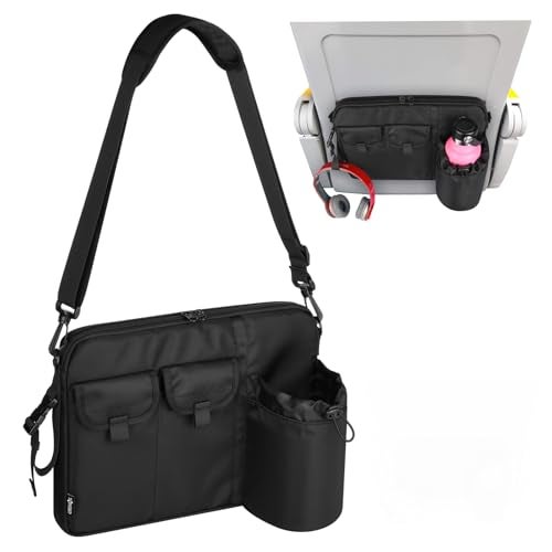 Cosmos Airplane Seatback Organizer Flight Seat Back Storage Bag Hanging Pocket with Adjustable Shoulder Strap Commuter Shoulder Bag Travel Essentials Media Pouch for Personal Items - Image 1