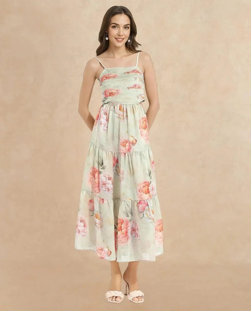 ريريزم Women's Floral Printed Maxi Dress