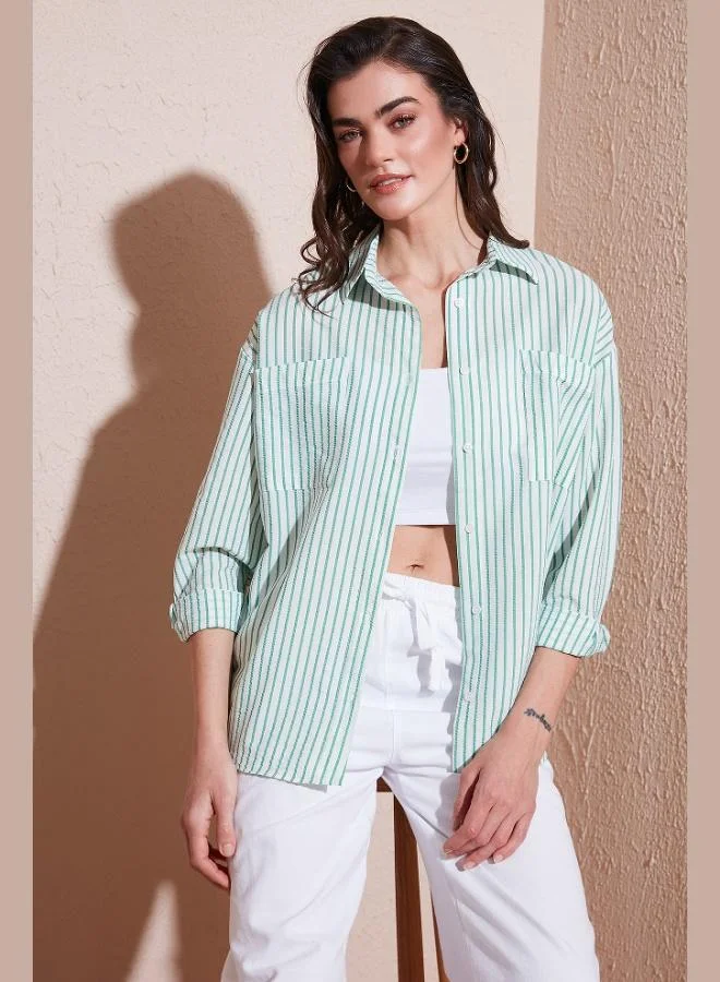 Lela Lela Regular Fit Long Sleeve Striped Shirt Women's SHIRT 6772875