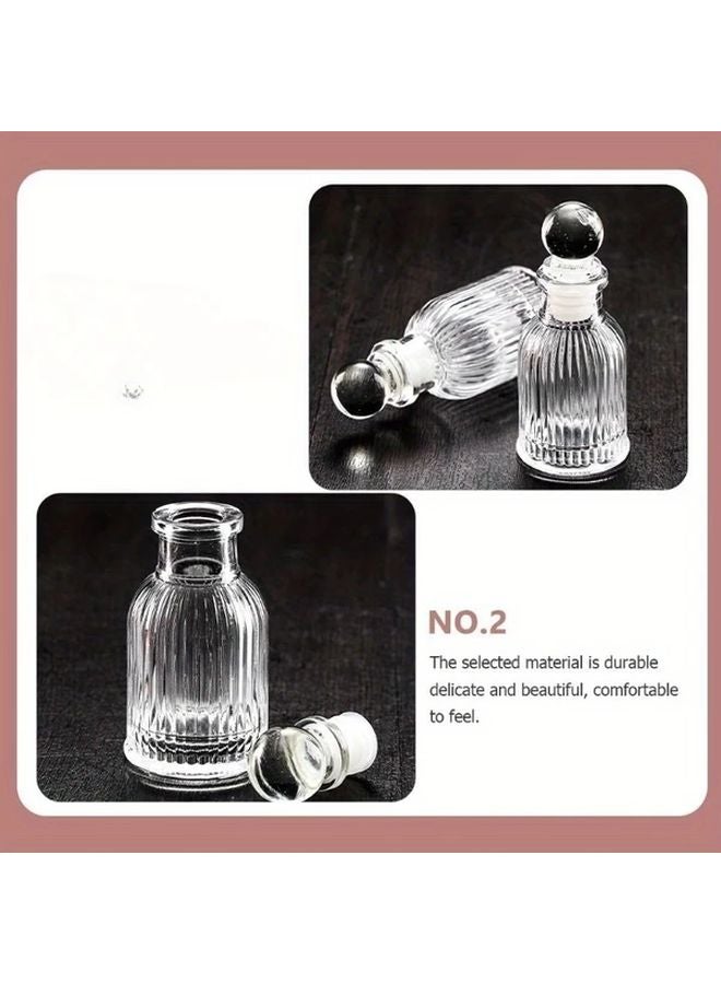 4 قطع من زجاجات الزجاج البيضاوية مع أغطية معدنية لعطر المنزل والديكور - Image 4