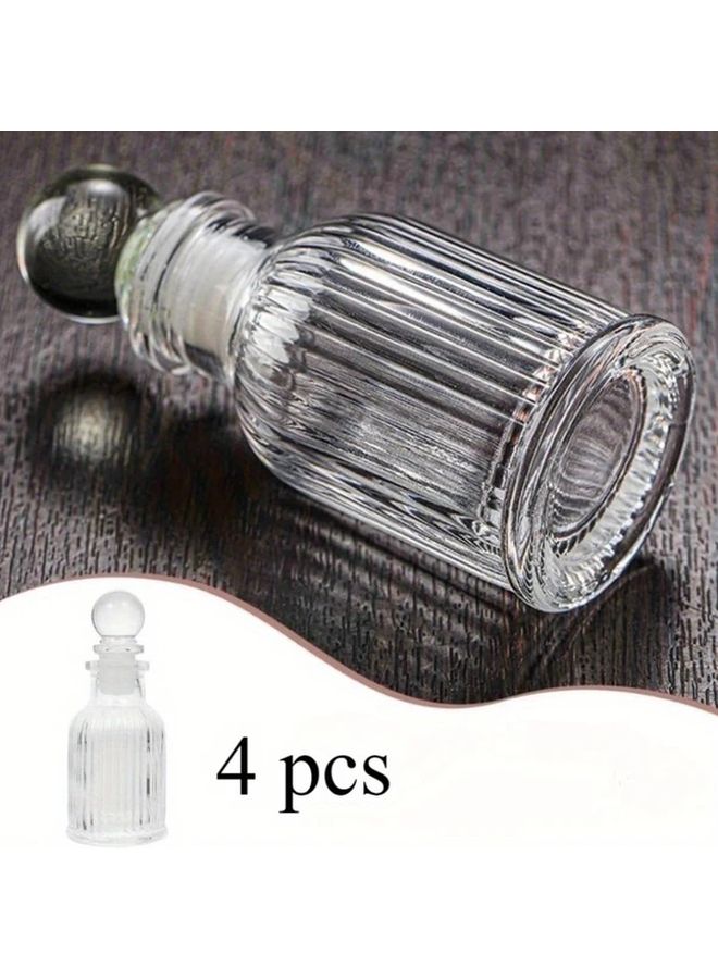 4 قطع من زجاجات الزجاج البيضاوية مع أغطية معدنية لعطر المنزل والديكور - Image 1