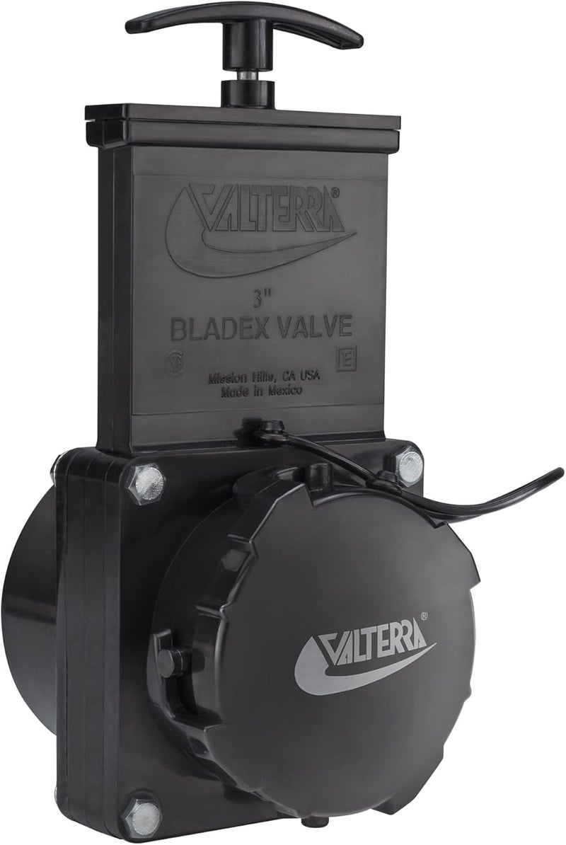 Valterra 3" Stainless Steel RV Waste Dump Gate Valve with Cap - Image 1