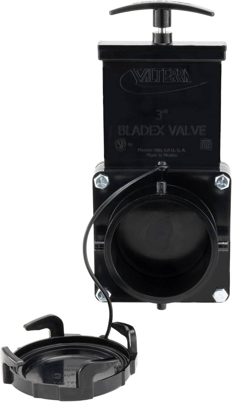 Valterra 3" Stainless Steel RV Waste Dump Gate Valve with Cap - Image 4